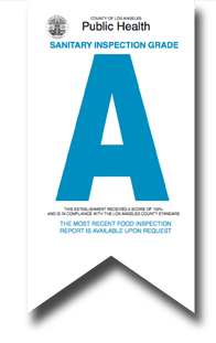 Public Health sanitary inspection grade of an A.